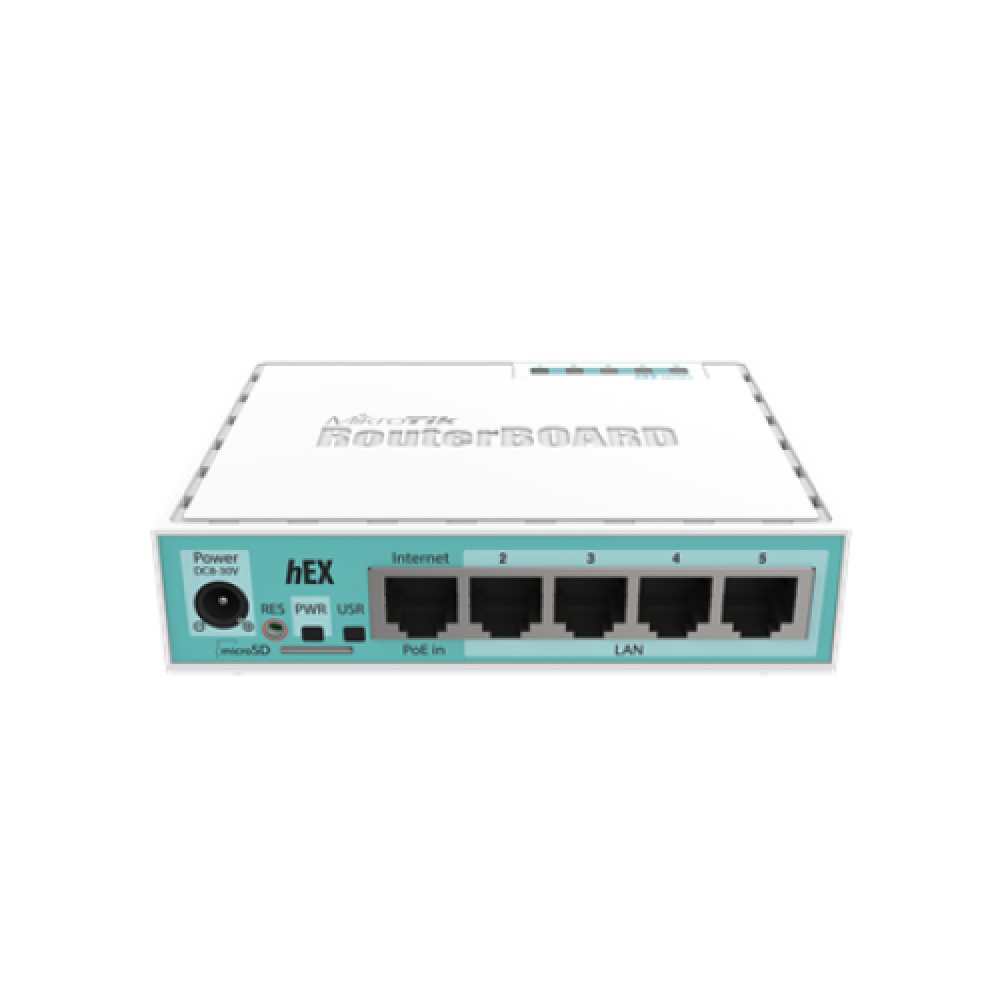 Mikrotik Wired Ethernet Router (No Wifi) RB750Gr3, hEX, Dual Core 880MHz CPU, 256MB RAM, 16 MB (MicroSD), 5xGigabit LAN, USB, PCB and Voltage temperature monitor, Beeper, IP20, Plastic Case, RouterOS L4 , Ethernet Router hEX , RB750Gr3 , No Wi-Fi , Ethern