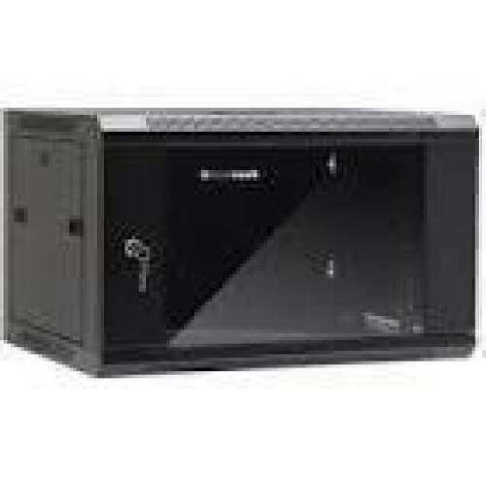 NETRACK 019-060-645-022 wall/hanging cabinet 19inch 6U/450 mm glass door black remov. side pan.