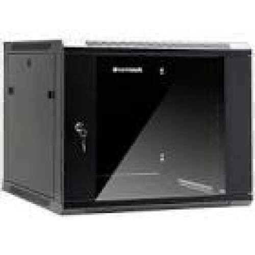 NETRACK 019-090-66-022 wall/hanging cabinet 19inch 9U/600 mm glass door black remov. side pan.