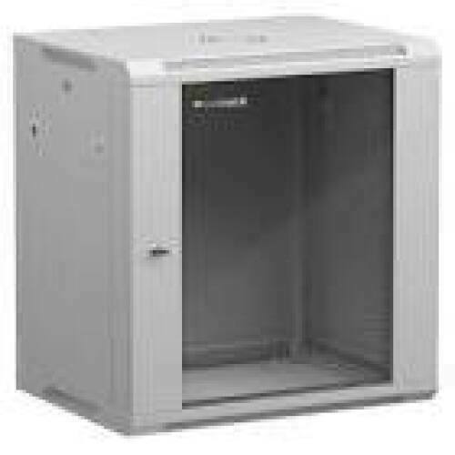 NETRACK 019-120-645-021 wall/hanging cabinet 19inch 12U/450 mm glass door grey remov. side pan.