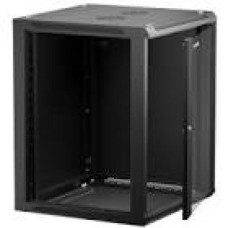 NETRACK 019-150-66-022 wall/hanging cabinet 19inch 15U/600 mm glass door black remov. side pan.