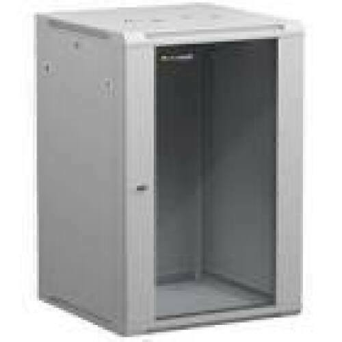 NETRACK 019-180-66-021 wall/hanging cabinet 19inch 18U/600 mm glass door grey remov. side pan.