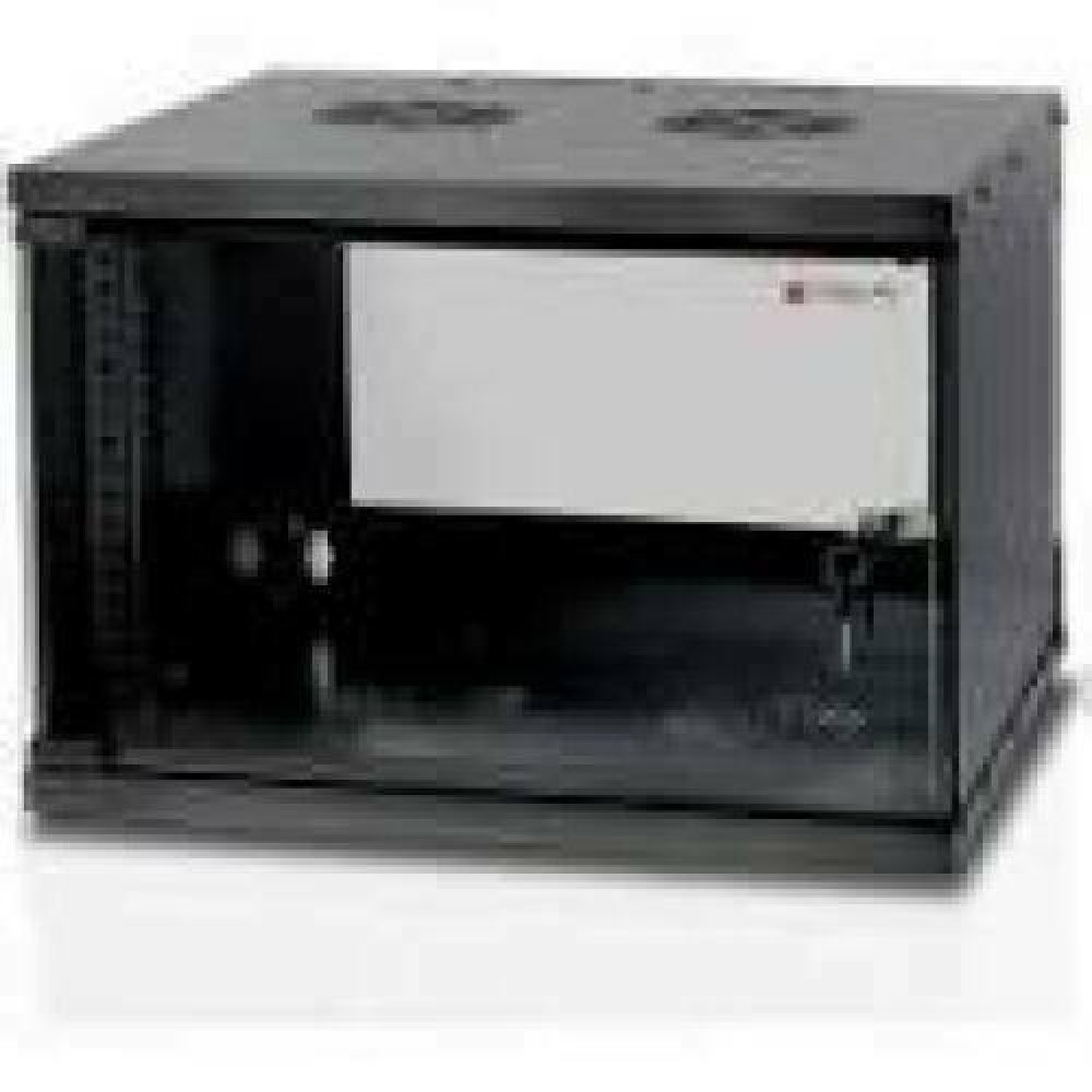 TECHLYPRO 023608 Wallmount cabinet ECO 19 6U/450 mm glass door assembled black