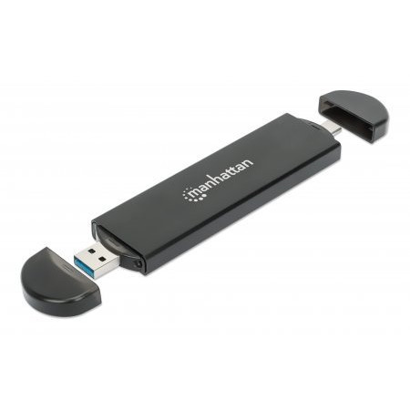 MANHATTAN M.2 NVMe and SATA SSD USB Enclosure USB-C 3.2 Gen 2 and A Male Connection For 2230/2242/2260/2280 SSDs with M Key/B+M Key