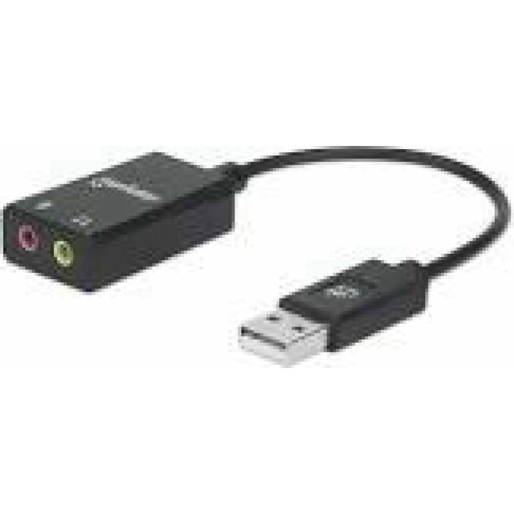 MANHATTAN USB-A Audio Adapter USB-A Male to 3.5mm Mic-in and Audio-Out Females Black