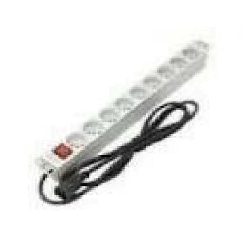 ASSMANN A-19-STRIP-4-IMP PDU outlet strip 19 RACK 9xType E 1.8m cable with C14 On/Off aluminium