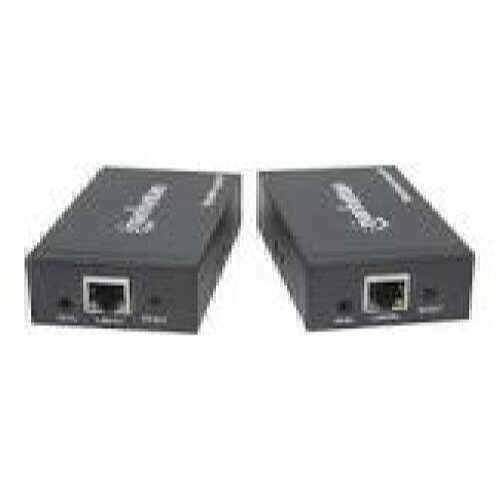 MANHATTAN 1080p HDMI over IP Extender Kit Extends 1080p Signal up to 120m with a Switch and Single Ethernet Cable IR Support Black