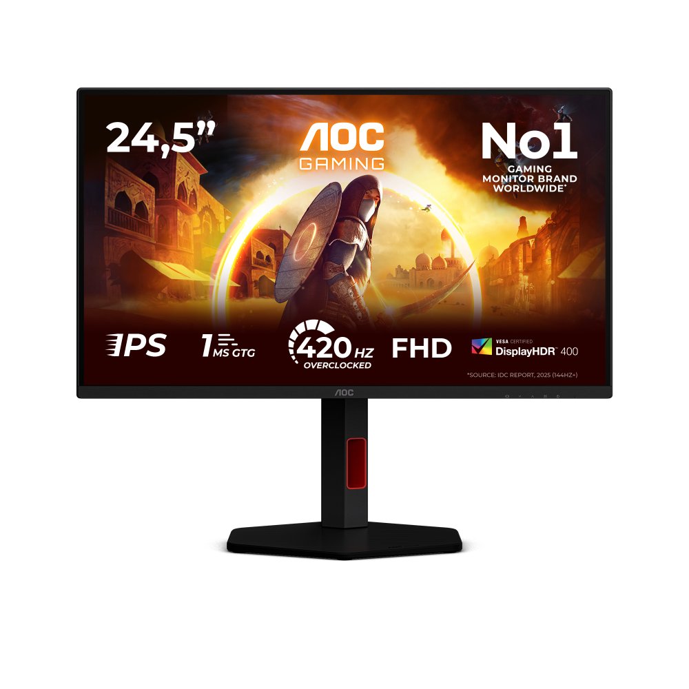 AOC 25G4KUR 24.5inch 1920x1080 Fast IPS Flat H/A 130MM 400Hz USB HUB DP HDMI 400cd/m2