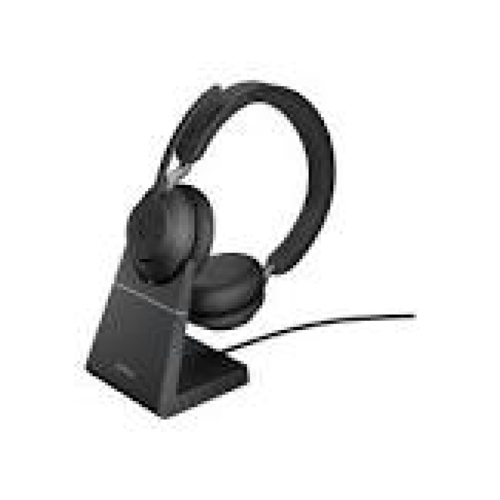 JABRA Evolve2 65 UC Stereo Headset on-ear Bluetooth wireless USB-A noise isolating black with charging stand