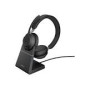 JABRA Evolve2 65 UC Stereo Headset on-ear Bluetooth wireless USB-A noise isolating black with charging stand