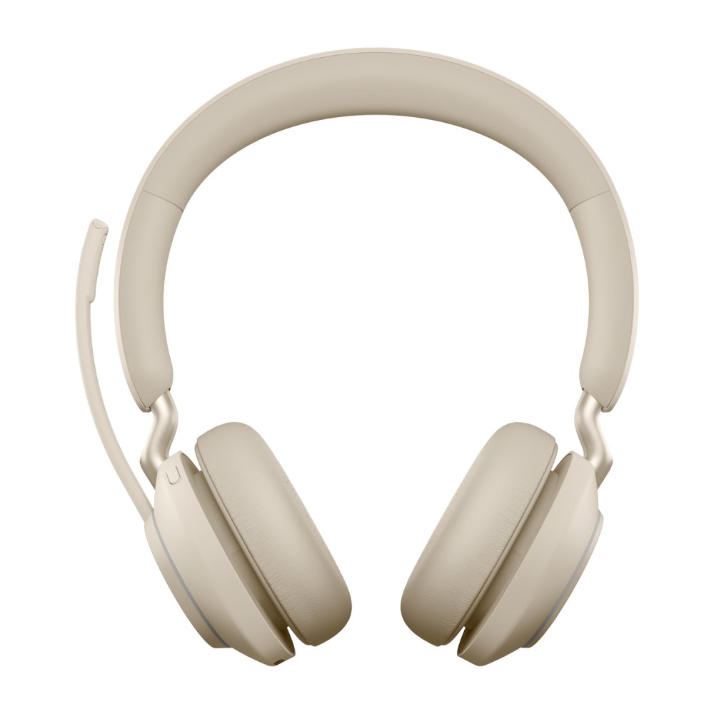 JABRA Evolve2 65 MS Stereo Headset on-ear Bluetooth wireless USB-A noise isolating beige Certified for Microsoft Teams