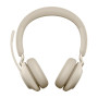 JABRA Evolve2 65 MS Stereo Headset on-ear Bluetooth wireless USB-A noise isolating beige Certified for Microsoft Teams
