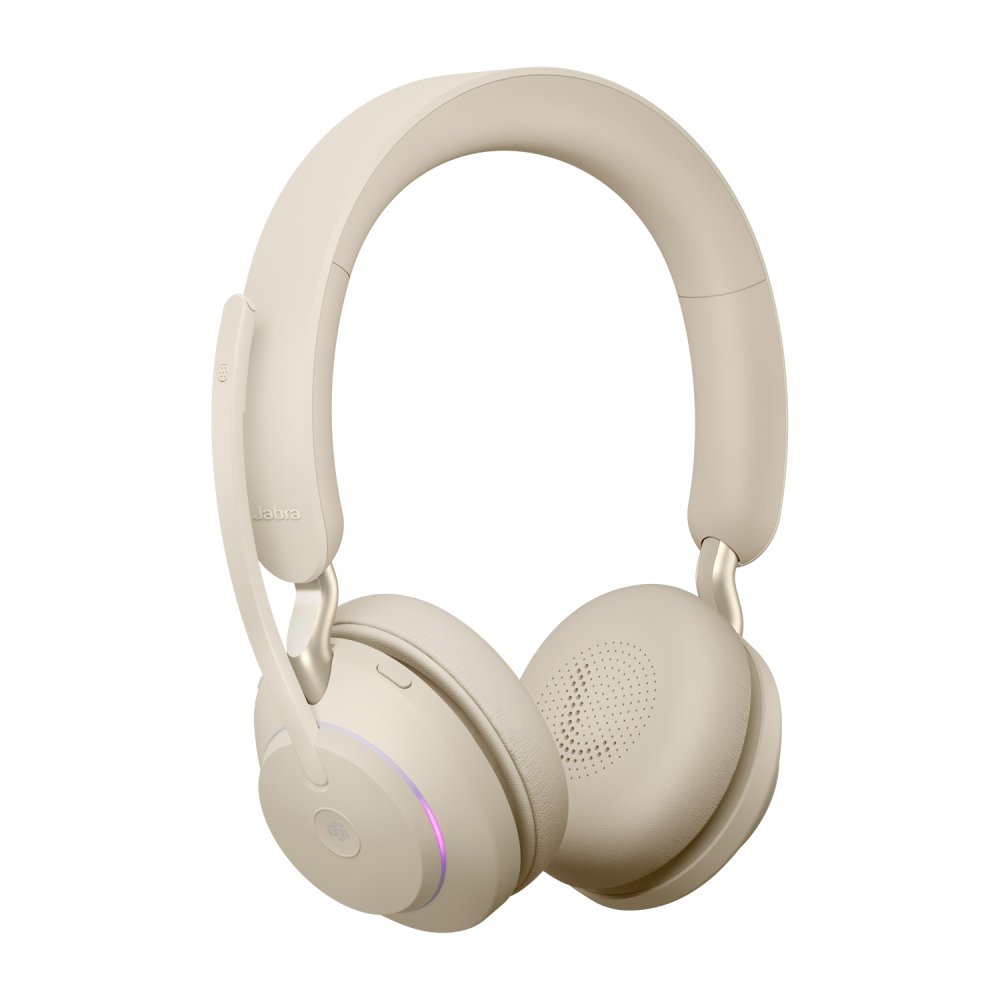 JABRA Evolve2 65 MS Stereo Headset on-ear Bluetooth wireless USB-A noise isolating beige Certified for Microsoft Teams