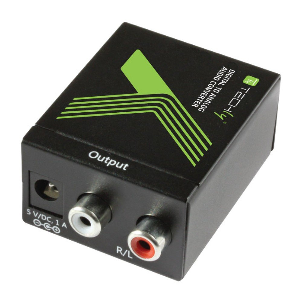 TECHLY 301139 Digital Toslink SPDIF Coaxial audio to analog L/R RCA converter adapter
