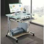 TECHLY Compact Desk for PC Metal Glass with Wheels