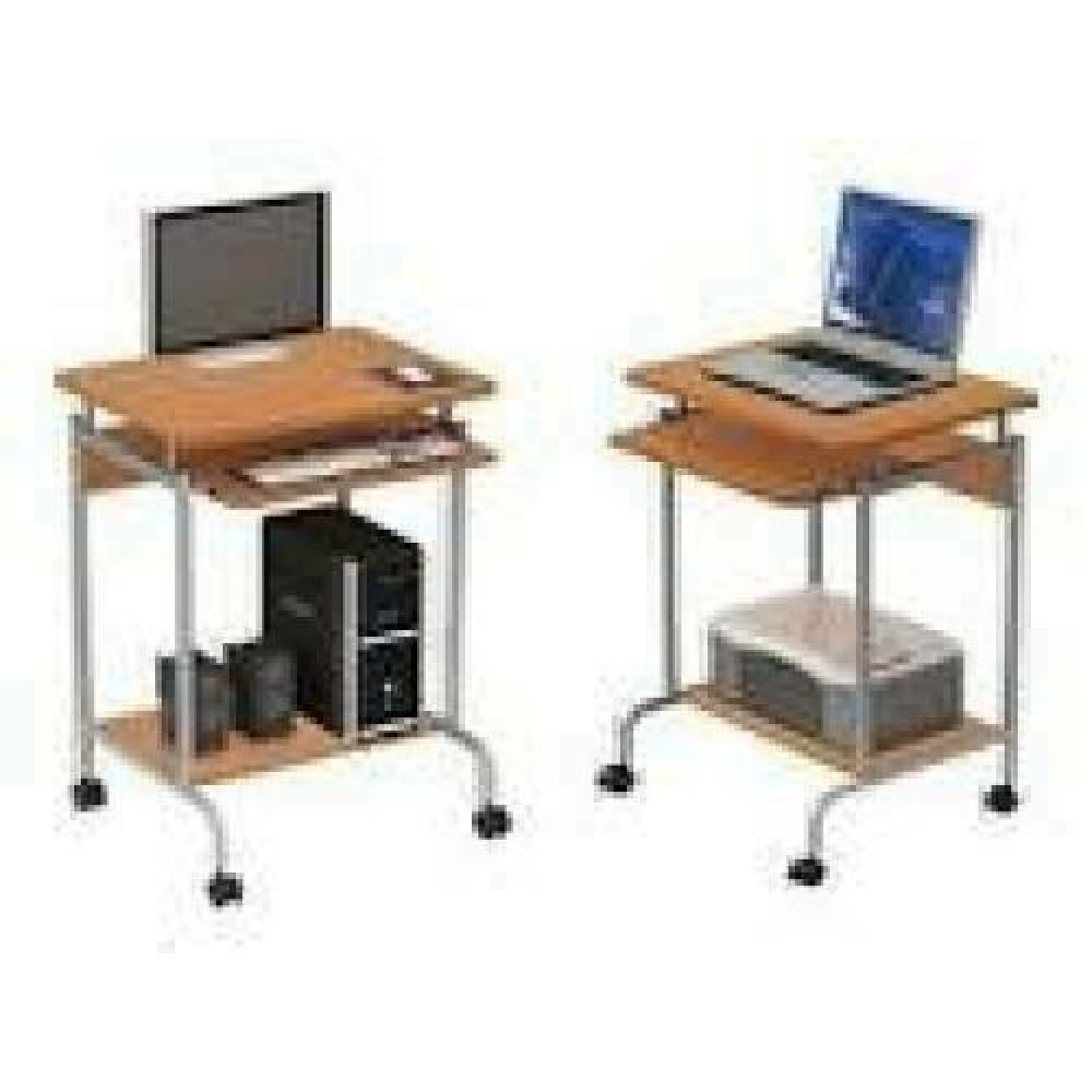 TECHLY 305694 Compact computer desk 600x450 with sliding keyboard tray beech/silver