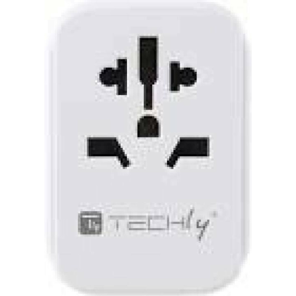TECHLY Universal Travel Adapter 150 Countries 3 USB-A ports White