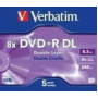 VERBATIM dual layer DVD+R 240 min. 9.4GB 8x 5-pack scratch resistant surface jewelcase