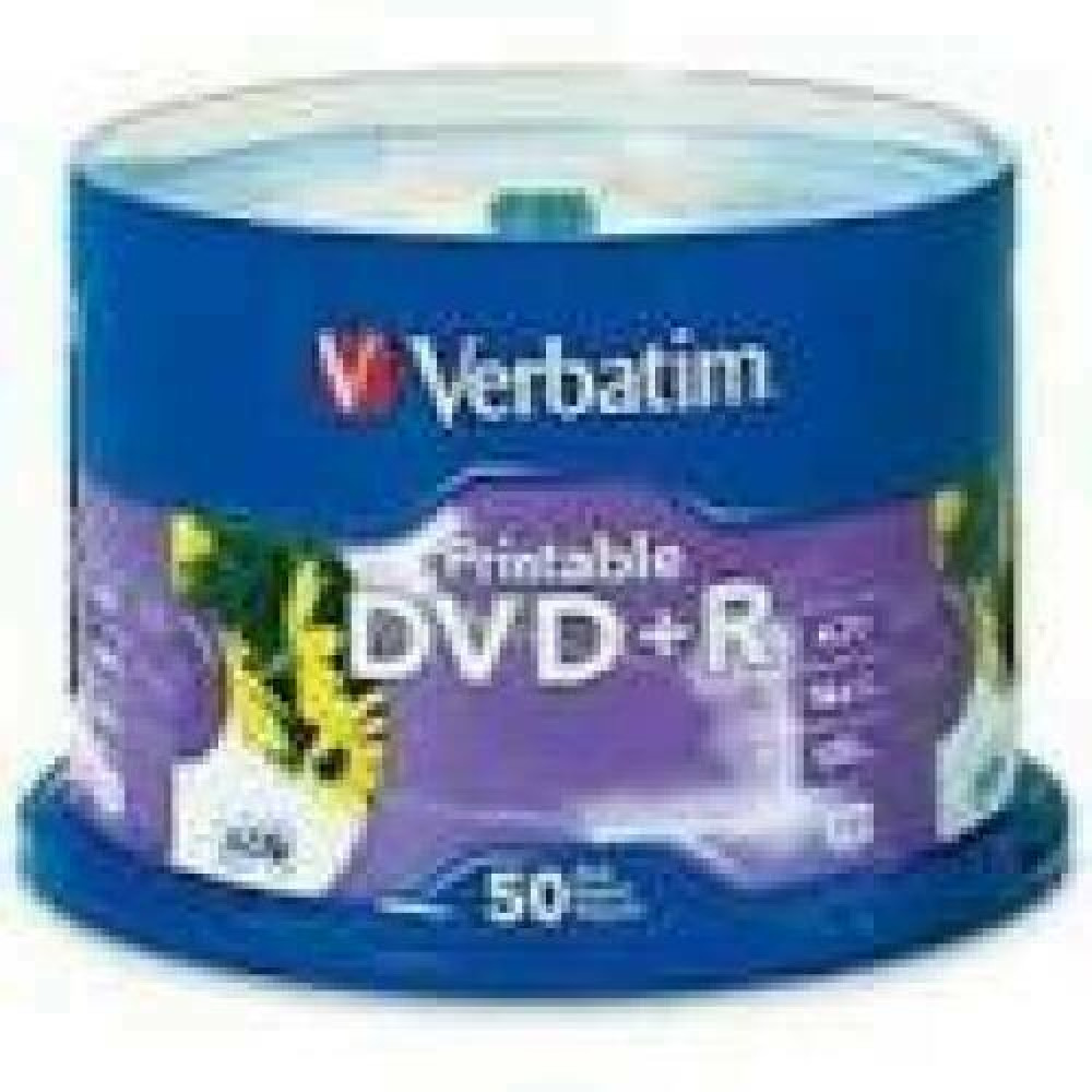 VERBATIM inkjet printable DVD+R 8.5GB 8x 25-pack spindle Dual Layer DataLife Plus, white fullsize surface