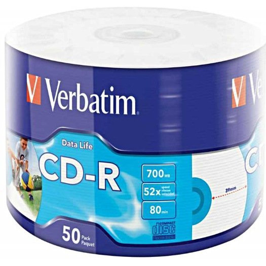VERBATIM 43794 CD-R Verbatim 50pcs 700MB 52x wrap INKJET PRINTABLE