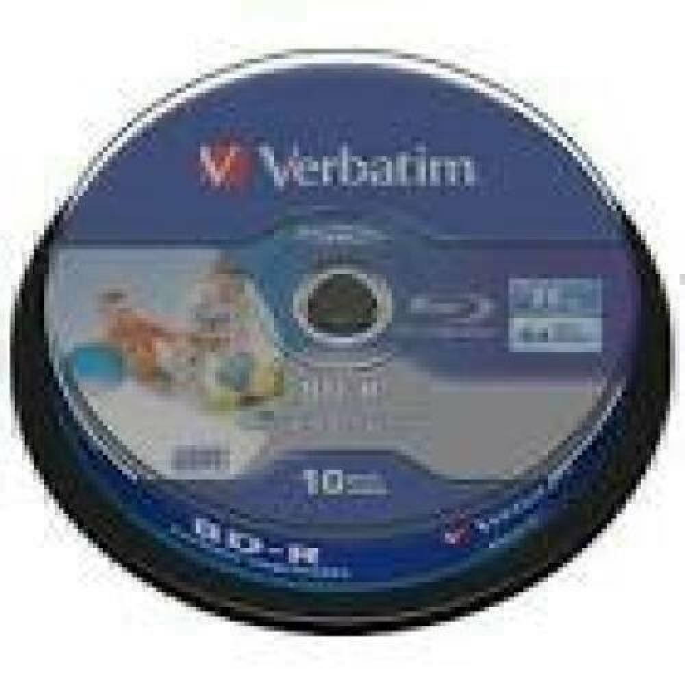 VERBATIM 43804 BluRay BD-R SL DATALIFE Verbatim Spindle 10 25GB 6x Wide PRINTABLE NO ID