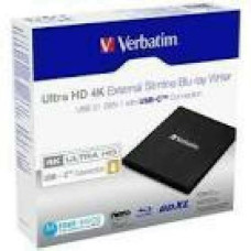 VERBATIM 43888 Verbatim Ultra HD 4K External Slimline Blu-ray Writer USB 3.1 with USB-C to A