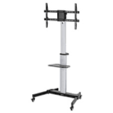 MANHATTAN Universal TV Cart Holds 37inches to 86inches tilt 90D TV rotation removable camera and AV shelf black and silver