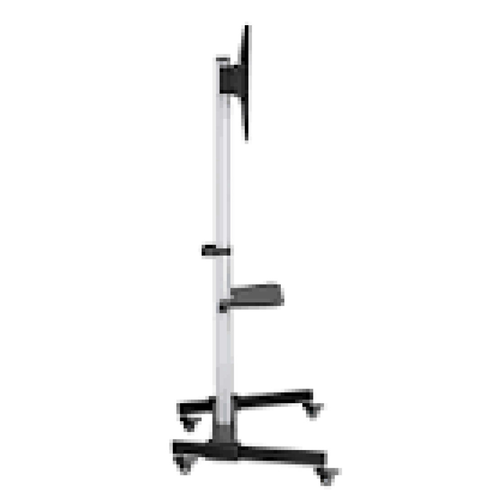 MANHATTAN Universal TV Cart Holds 37inches to 86inches tilt 90D TV rotation removable camera and AV shelf black and silver