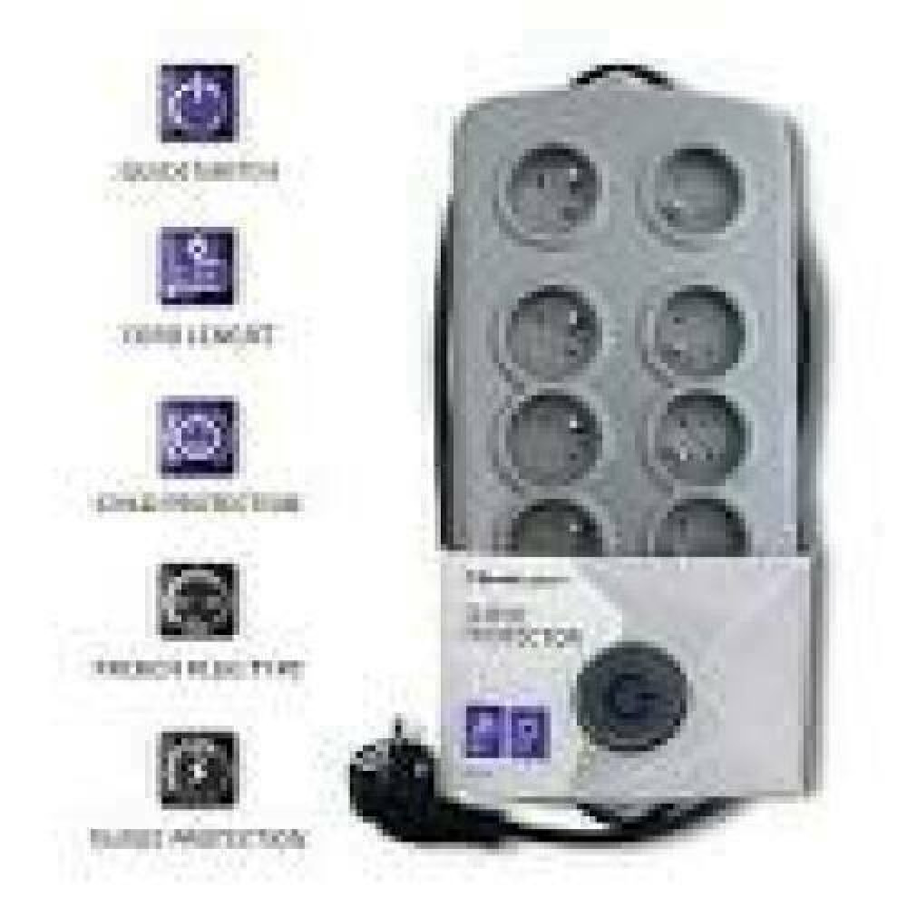 QOLTEC 50162 Surge protectors Quick Switch 8 sockets gray 2.5m