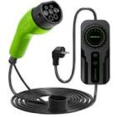 QOLTEC 52468 Mobile charger for EV 2in1 Type2 with regulation SCHUKO 3.5kW 230V LCD Portable Wallbox 5m