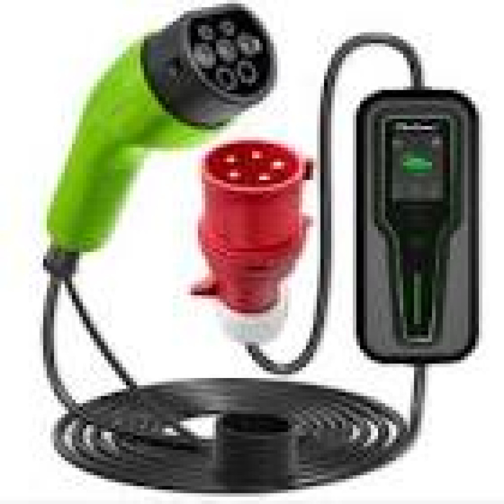 QOLTEC 52468 Mobile charger for EV 2in1 Type2 with regulation SCHUKO 3.5kW 230V LCD Portable Wallbox 5m