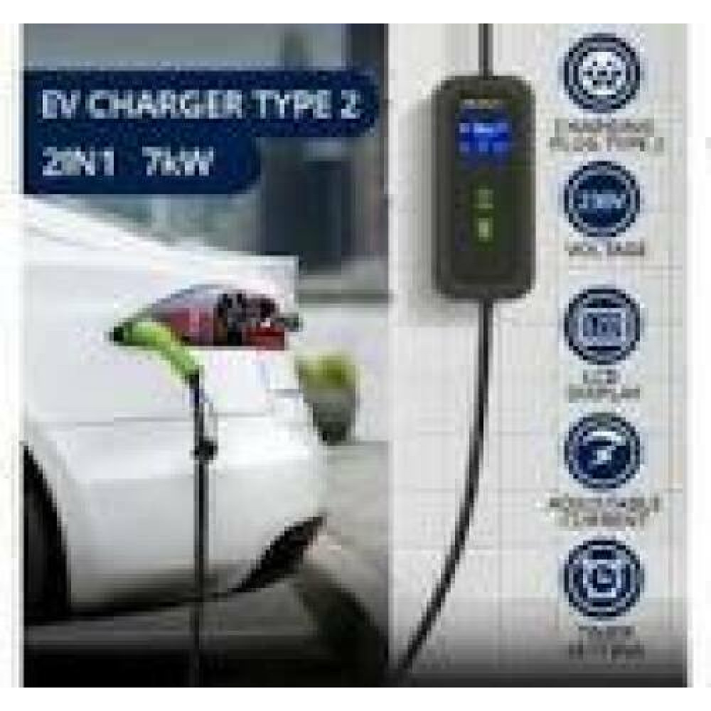 QOLTEC 52471 Mobile charger for EV 2in1 type2 / 7kW / 230V / CEE 5 PIN