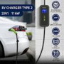 QOLTEC 52478 Mobile EV charger with adjustable 2in1 Type2 11kW CEE 5 PIN Wifi LCD 3 phase Portable Wallbox 5m