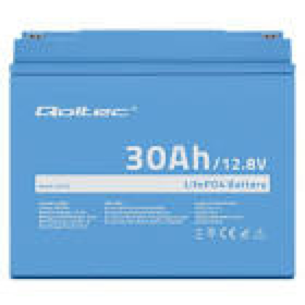 QOLTEC 53703 LiFePO4 lithium iron phosphate battery / 12.8V / 30Ah / 384Wh / BMS