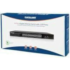 INTELLINET 561044 Gigabit Ethernet Switch with 2 SFP Ports 24 x 10/100/1000 Mbps RJ45 Ports + 2 x SFP IEEE 802.3az 19inch Rackmount