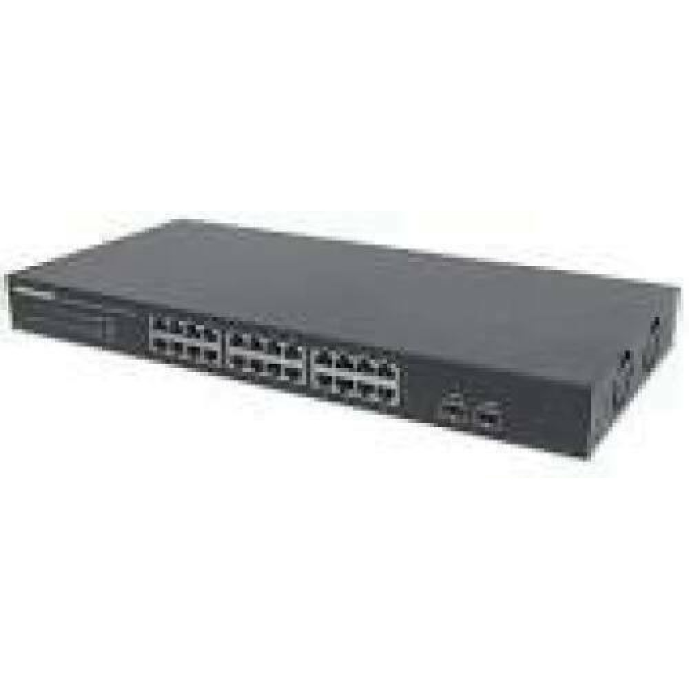 INTELLINET 561044 Gigabit Ethernet Switch with 2 SFP Ports 24 x 10/100/1000 Mbps RJ45 Ports + 2 x SFP IEEE 802.3az 19inch Rackmount
