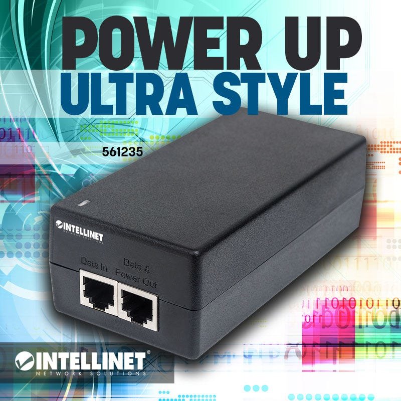 INTELLINET Gigabit PoE+ Injector One 30 W Port IEEE 802.3at/af Compliant Plastic Housing