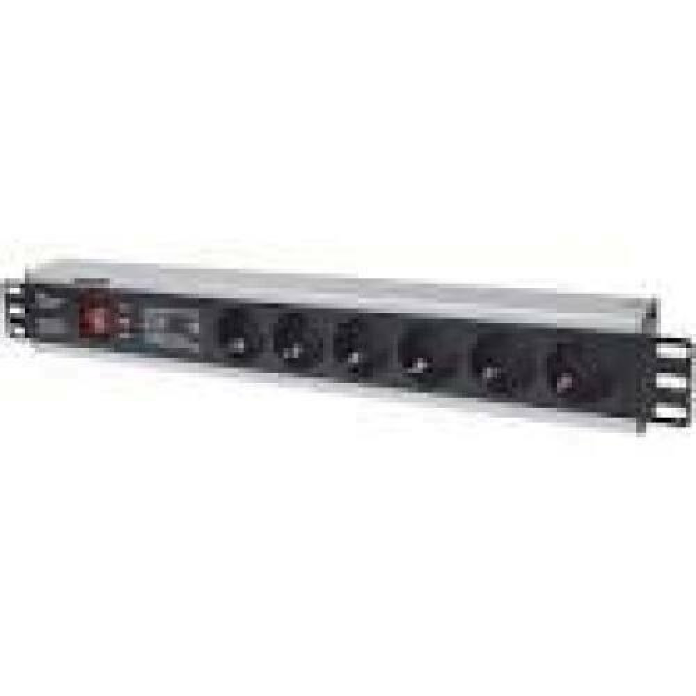 INTELLINET 19inch Power Strip 6-way German layout with Surge Protection 3m Power Cord 1.5U