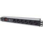 INTELLINET 19inch Power Strip 6-way German layout with Surge Protection 3m Power Cord 1.5U