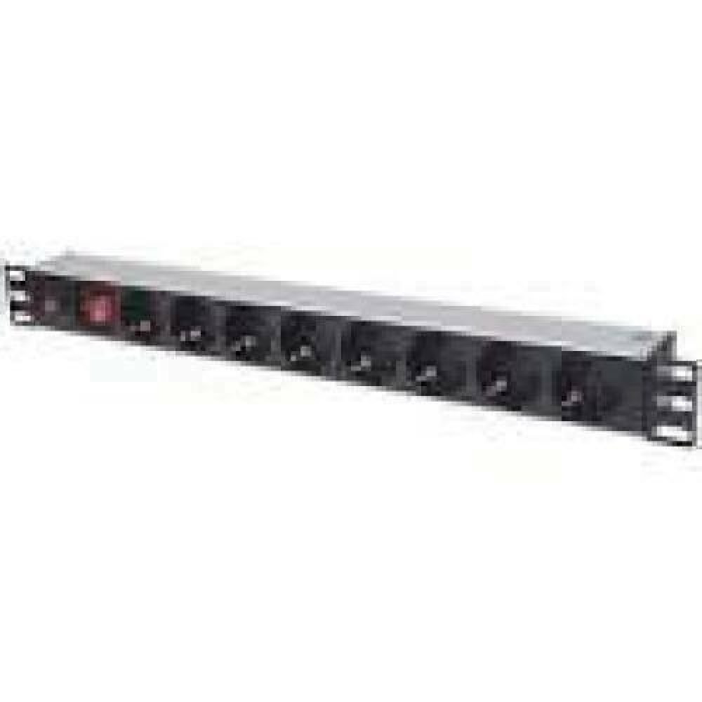 INTELLINET Power Strip 19inch 8-way German layout with Surge Protection 3m Power Cord 1U