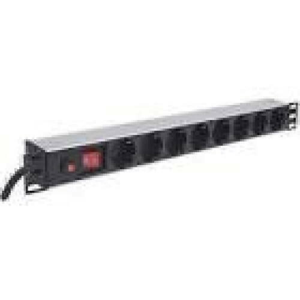 INTELLINET Power Strip 19inch 8-way German layout with Surge Protection 3m Power Cord 1U