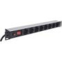 INTELLINET Power Strip 19inch 8-way German layout with Surge Protection 3m Power Cord 1U