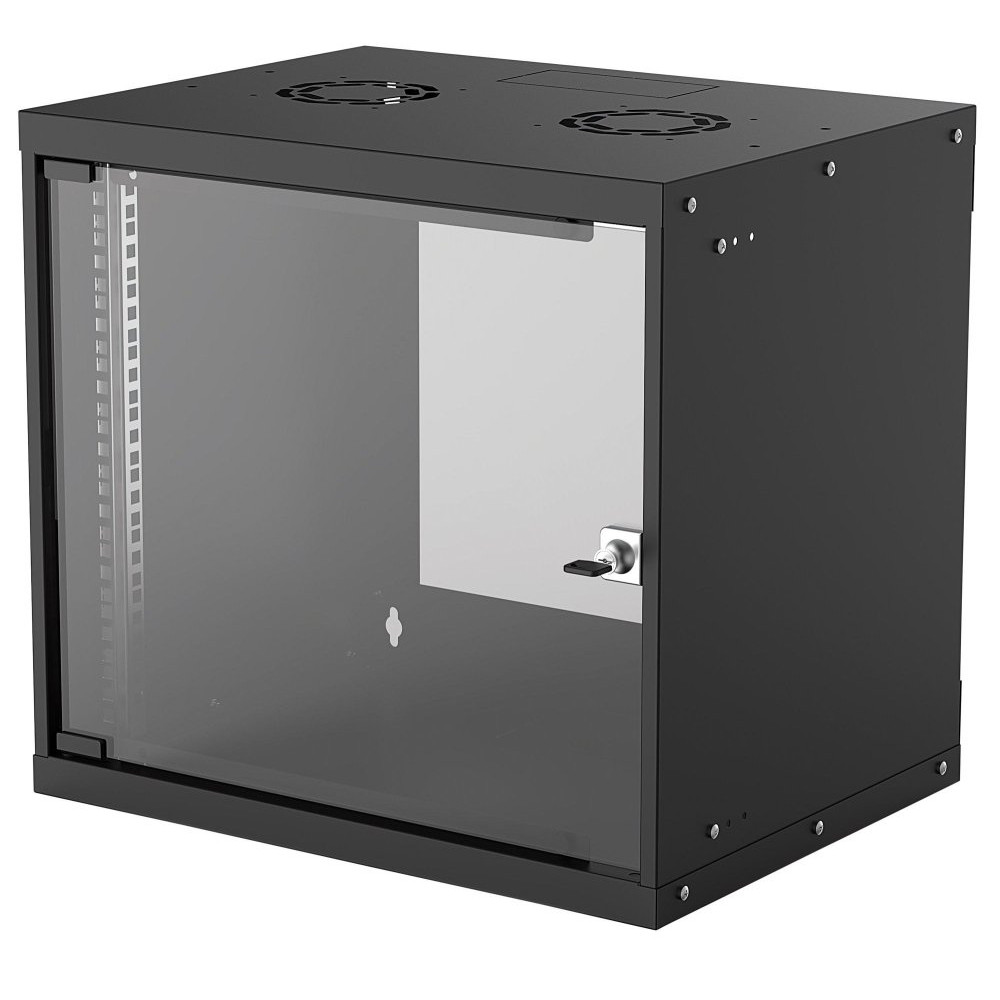 INTELLINET 19inch 48.26cm Basic Wallmount Cabinet 9U 487x540x400mm H x W x D IP20-Rated Housing Flatpack Black