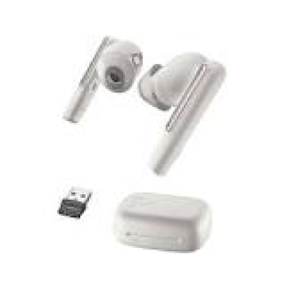 HP Poly Voyager Free 60+ UC M White Sand Earbuds +BT700 USB-A Adapter +Touchscreen Charge Case