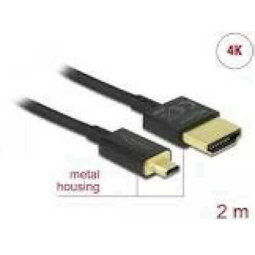 DELOCK cable HDMI A Stecker HDMI A Stecker High Speed with Ethernet 3D 4K 2.0 m Premium Slim Delock