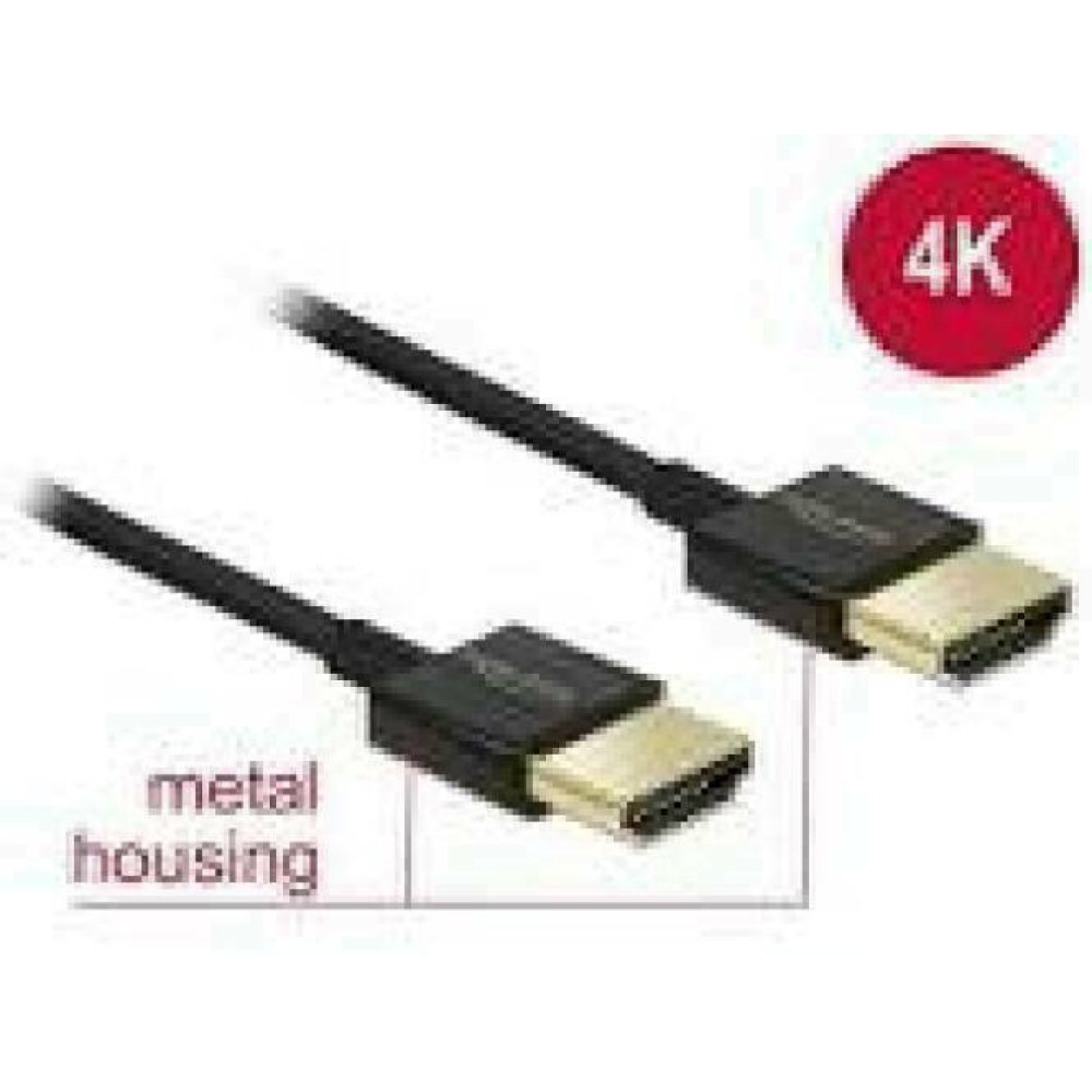 DELOCK Cable High Speed HDMI with Ethernet - HDMI-A male > HDMI-A male 3D 4K 0.25 m Slim High Quality