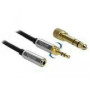 DELOCK Stereo Jack Extension Cable 3.5 mm 3 pin male to female with 6.35 mm screw adapter 1 m
