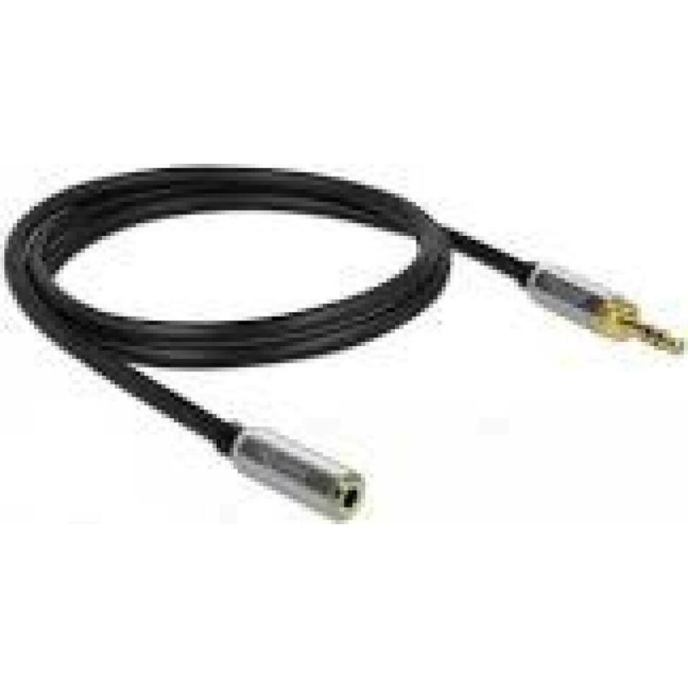 DELOCK Stereo Jack Extension Cable 3.5 mm 3 pin male to female with 6.35 mm screw adapter 1 m