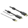 DELOCK HDMI M DisplayPort M 4K cable 2m powered by USB A M black