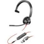 HP Poly Blackwire 3315 Monaural USB-C Headset +3.5mm Plug +USB-C/A Adapter